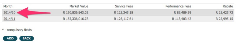 monthly fee row