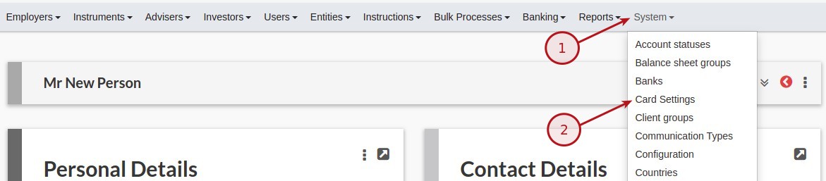 Card Settings on Investor Accounts<