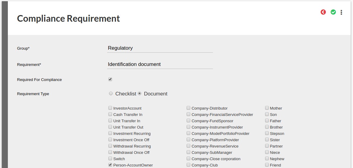 Compliance Requirement Document Types