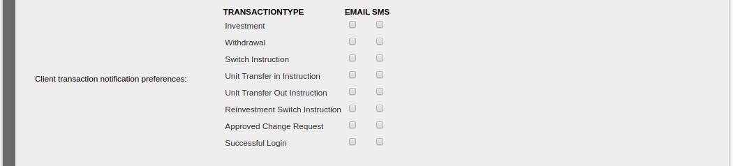 Client transaction notification preferences