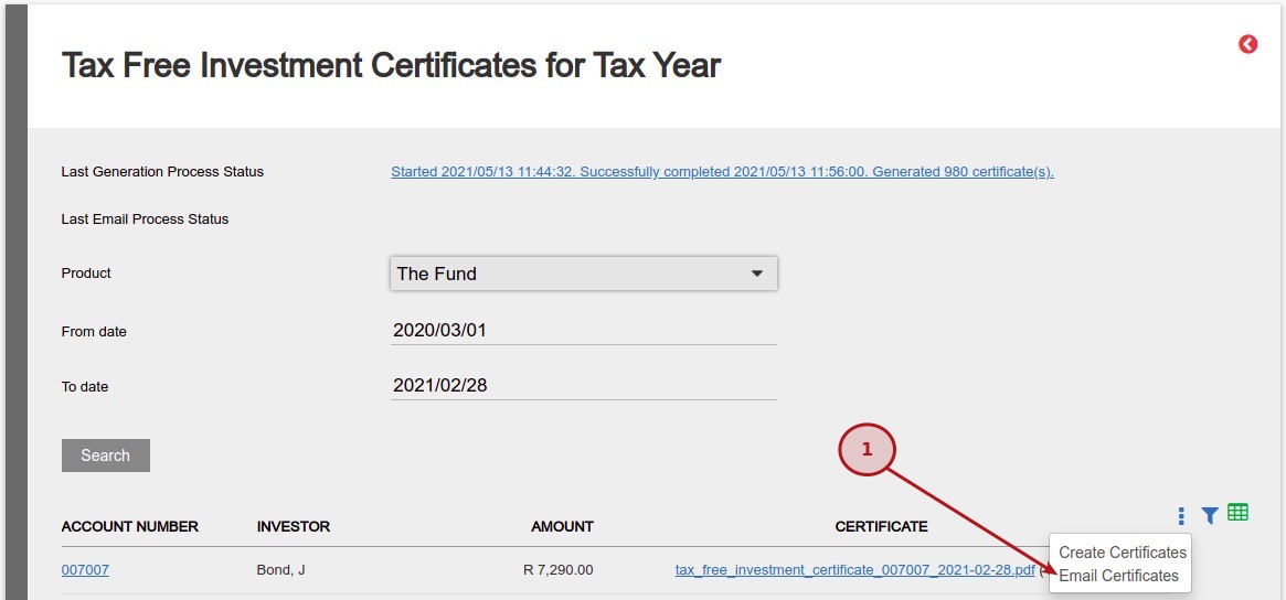 Tax Free Investment Certificate