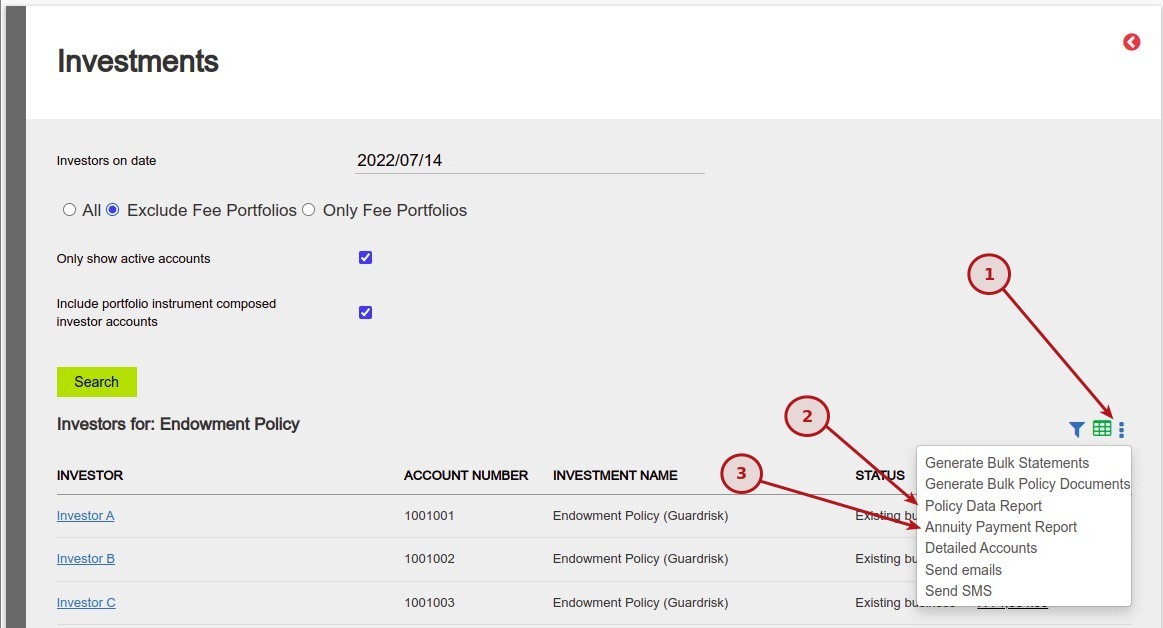 Policy Data & Annuity Payment Report