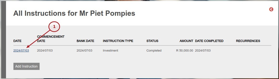 Completed Investment Receipt