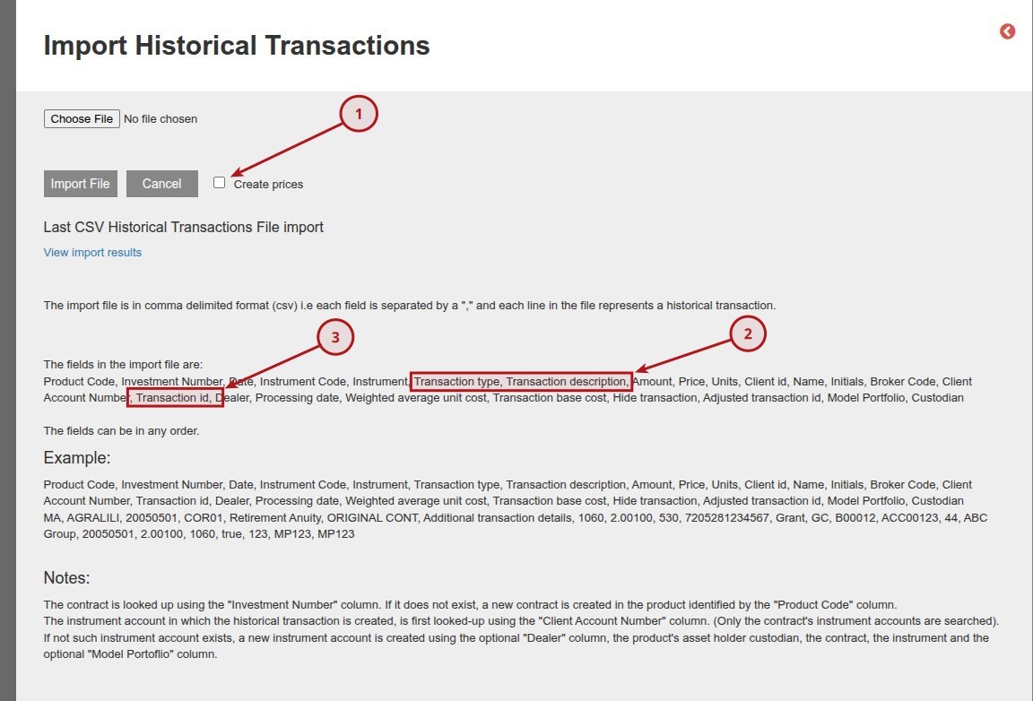 Import Historical Transactions