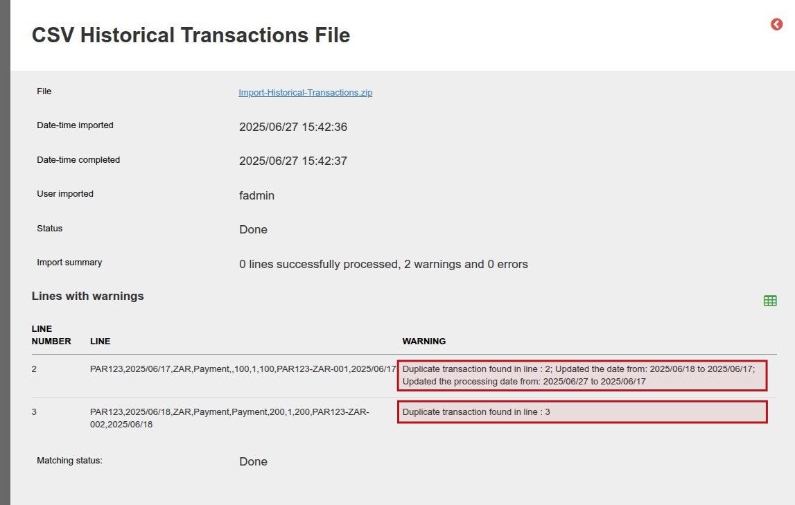 Import Historical Transactions