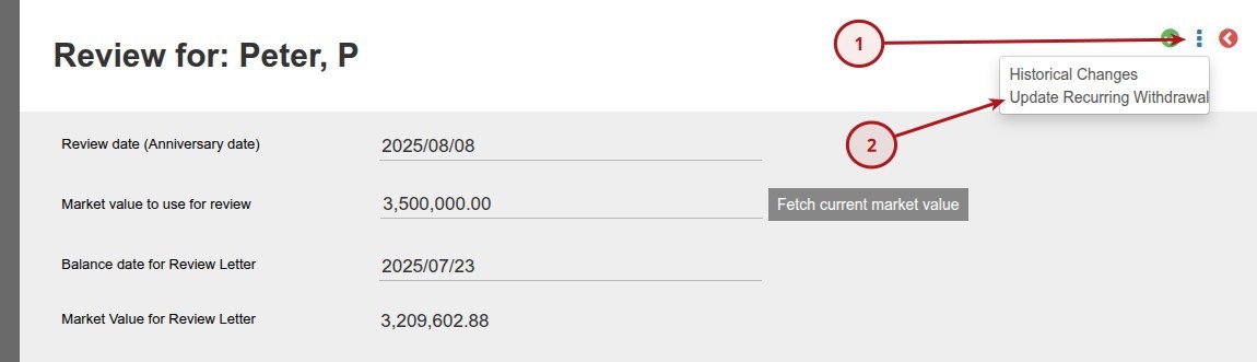 Review Letter - Update Recurring Withdrawal