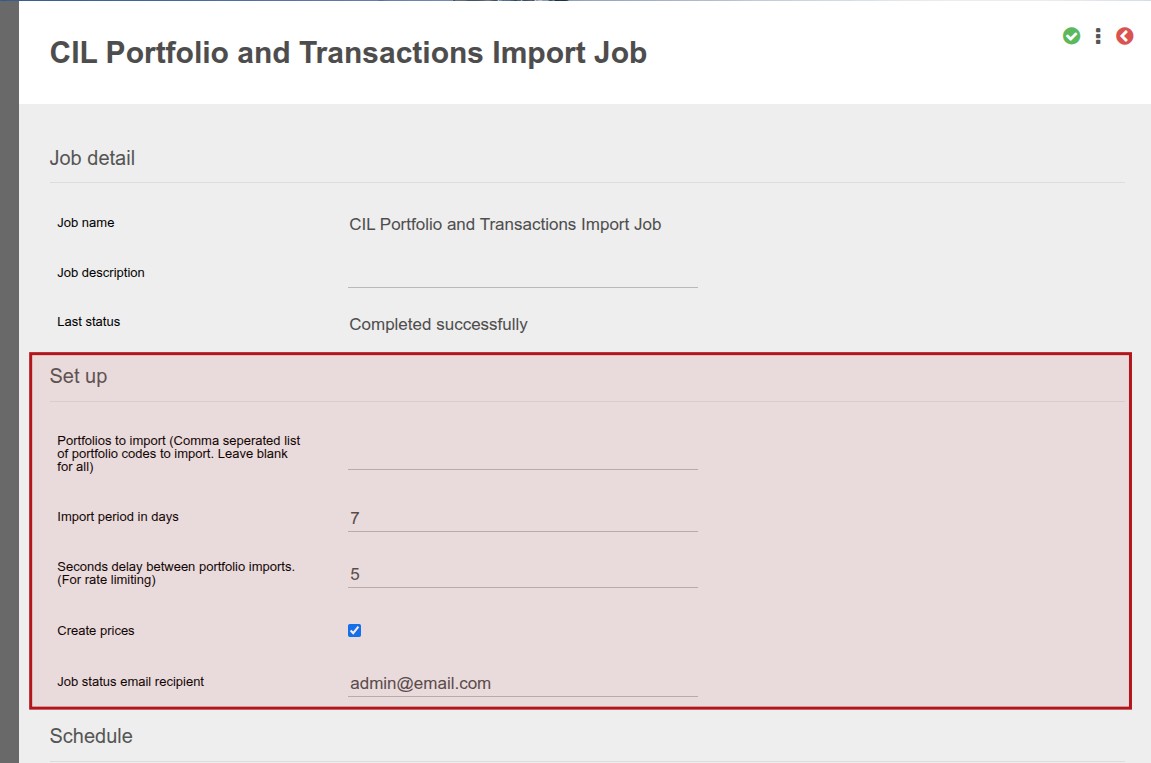 CIL Portfolio and Transactions Import Job