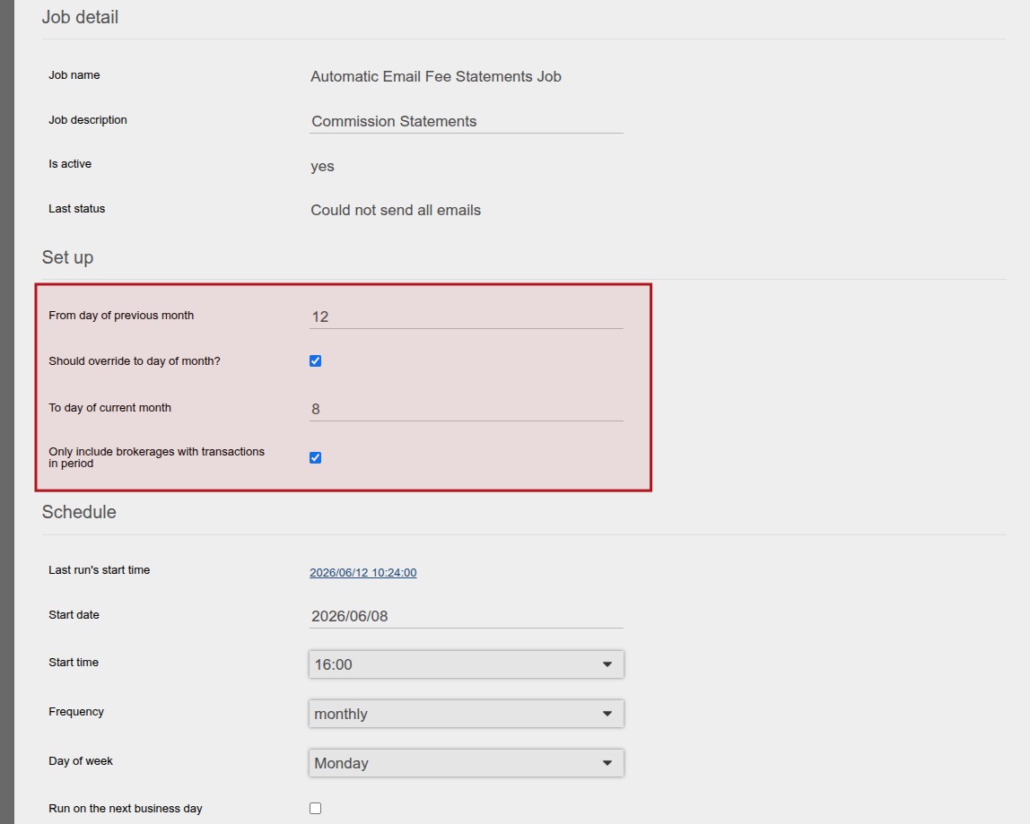 Automatic Email Fee Statements